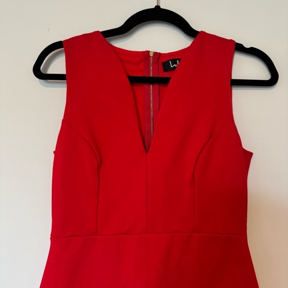 Lulu’s Deep V-Neck Bodycon Double Full Zipper Back Stretch Dress medium - Picture 3 of 11